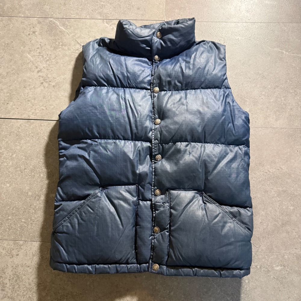 Vintage The North Face Puffer Vest Brown Label XS Blue Ripstop Down Puffy 70s XS